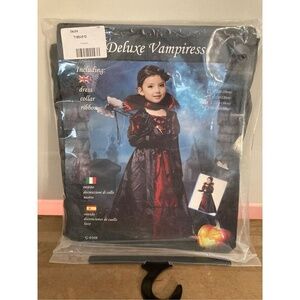 Deluxe Vampiress Costume Girls dress collar ribbon Halloween NWT vampire Dracula